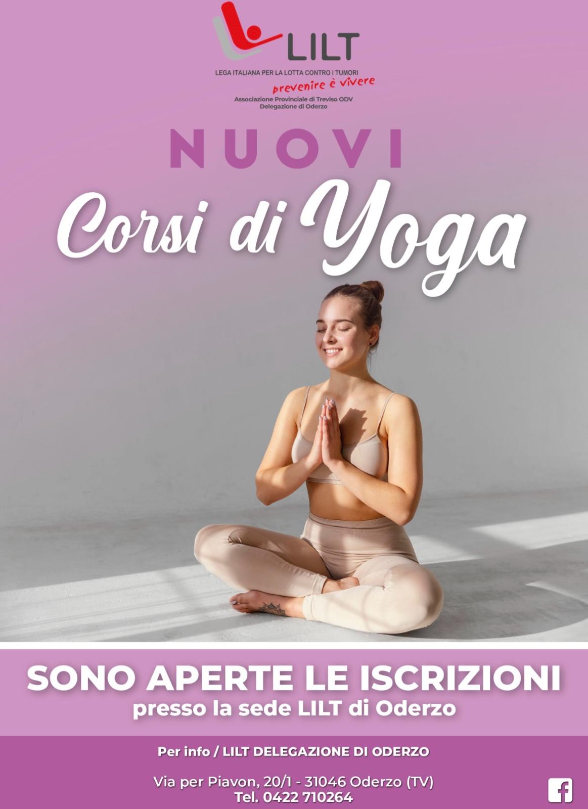 Locandina dei nuovi corsi di Yoga a Oderzo organizzati da LILT Treviso – iscrizioni aperte presso la sede LILT di Oderzo.